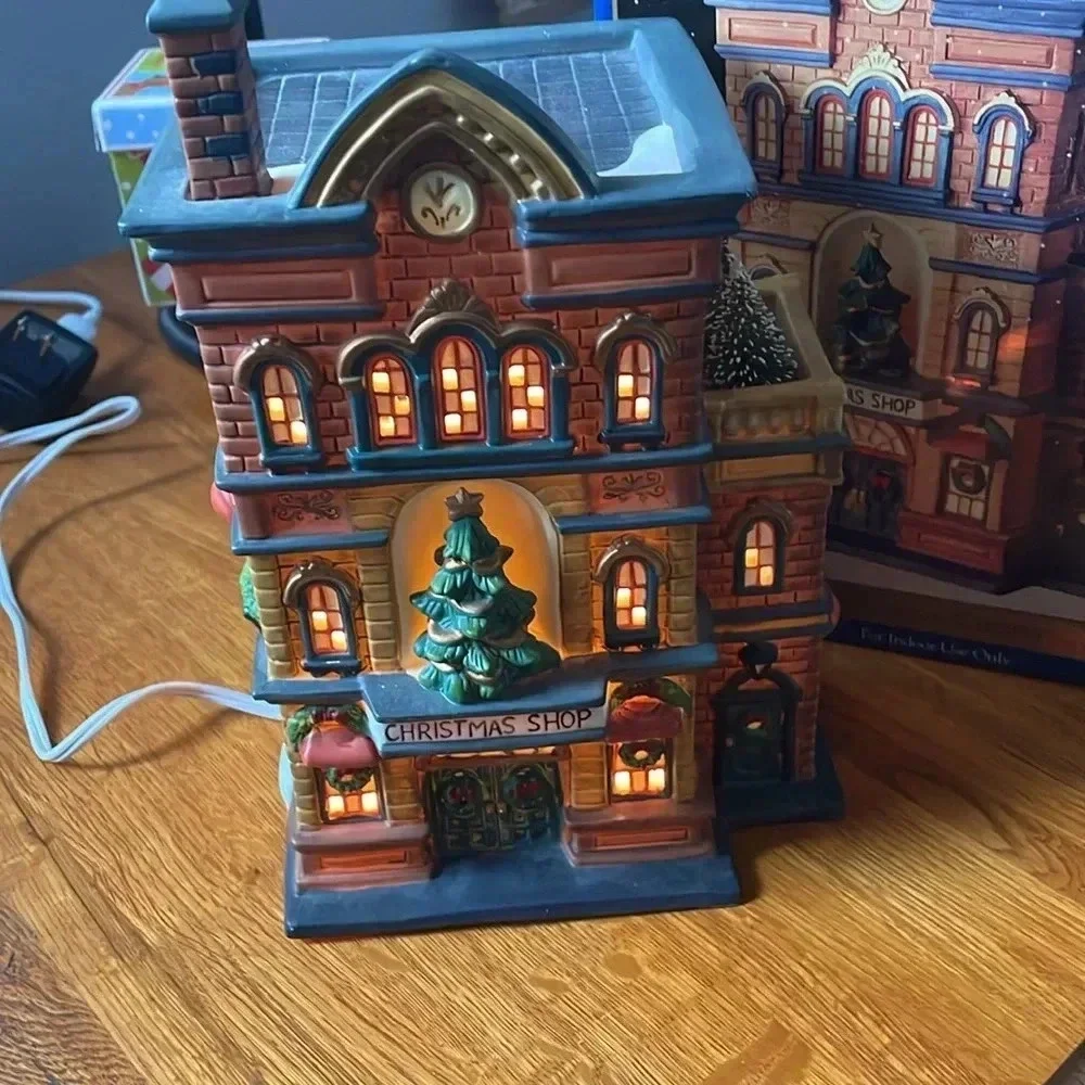 Vintage 1999 Santa’s work shop pine cone village collection